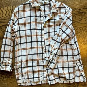 Madewell Cream and Brown Plaid Shirt
